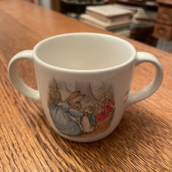 Vintage Wedgwood Peter Rabbit Two-Handled Bone China Coffee Cup Mug - Picture 4 of 7